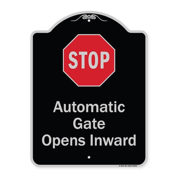 Designer Series-Stop Automatic Gate Opens Inward With Symbol, 24" x 18", BS-1824-9885